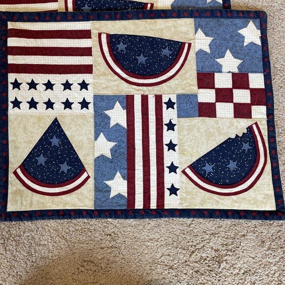 Patriotic  Quilted Placemats Multicolor Americana Fourth of July Summer Set of 4 - Picture 2 of 10